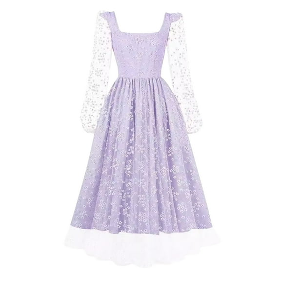 Wancir Women's Puffy Sleeve Prom Dresses Flower Embroidery Tulle Formal Evening Party Gowns