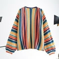 thumbnail image 1 of Wancir Women's Rainbow Striped Multicolor Long Sleeve Knitted Cardigan Sweater Draped Kimono Style Casual Outwear, 1 of 9