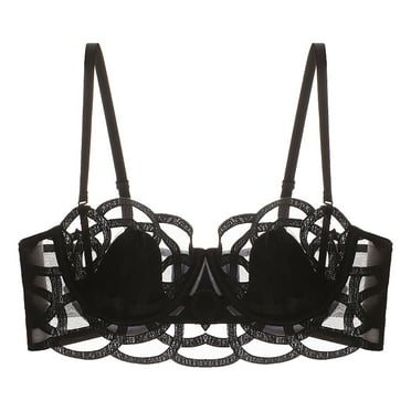 Wancir Women's Sexy Lace Push Up Plus Size Bra Sheer Balconette Underwire Unlined