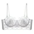 thumbnail image 1 of Wancir Women's Sexy Lace Push Up Plus Size Bra Sheer Balconette Underwire Unlined, 1 of 2