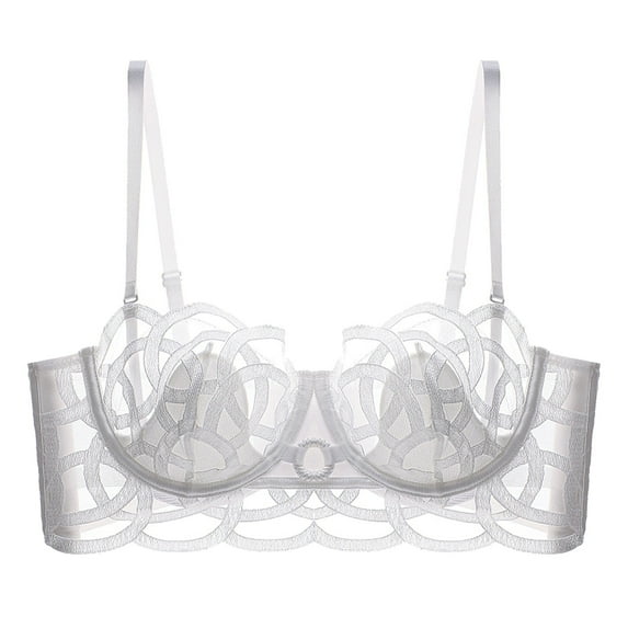 Wancir Women's Sexy Lace Push Up Plus Size Bra Sheer Balconette Underwire Unlined