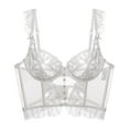 thumbnail image 1 of Wancir Women's Sexy Lace Push Up Plus Size Bra Sheer Balconette Underwire Unlined, 1 of 5