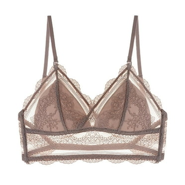 Wancir Women's Sexy Lace Push Up Plus Size Bra Sheer Balconette Underwire Unlined