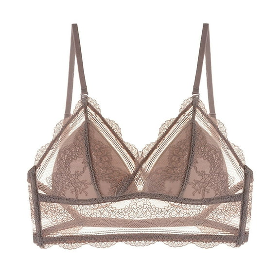 Wancir Women's Sexy Lace Push Up Plus Size Bra Sheer Balconette Underwire Unlined