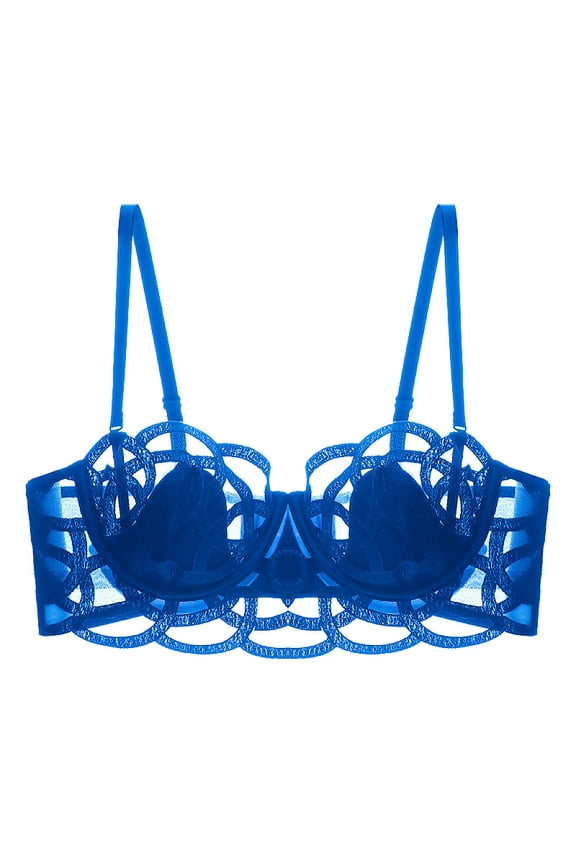 Wancir Women's Sexy Lace Push Up Plus Size Bra Sheer Balconette Underwire Unlined