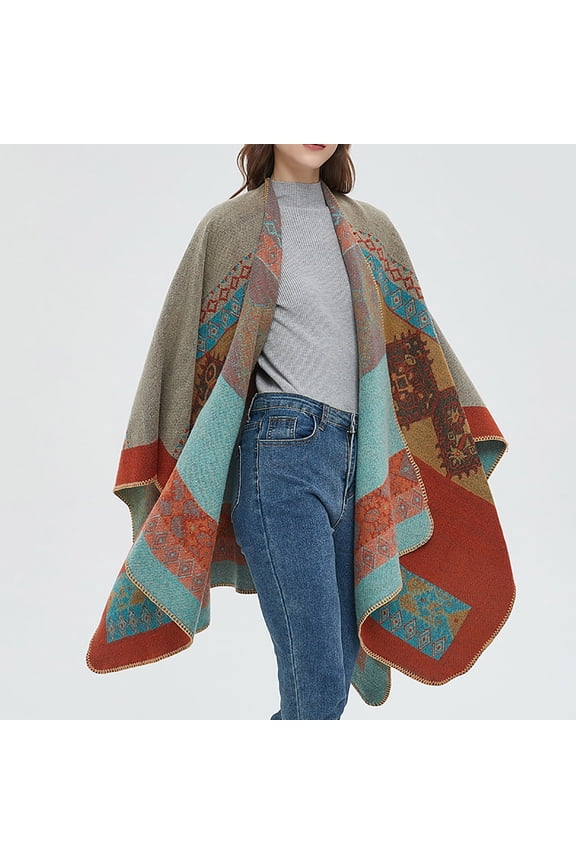 Wancir Women's Shawl Wraps Open Front Poncho Cape Oversized Sweaters Casual Cardigan Shawls for Fall Winter