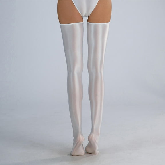Wancir Women's Shiny Oily Glossy Opaque Thigh High Stockings Bright Sexy Pantyhose Seamless Smooth Tights Stockings