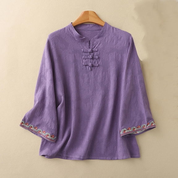 Wancir Women's Shirts Fashion Casual Loose Fit Long Sleeve Button Down Lightweight Collared Blouse Tops