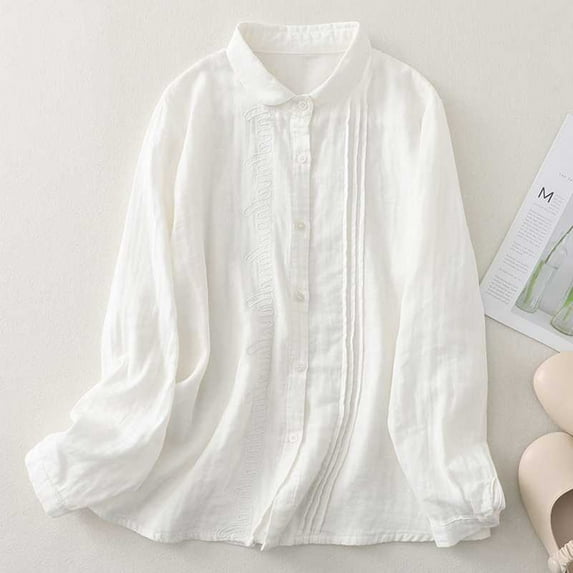 Wancir Women's Shirts Fashion Casual Loose Fit Long Sleeve Button Down Lightweight Collared Blouse Tops