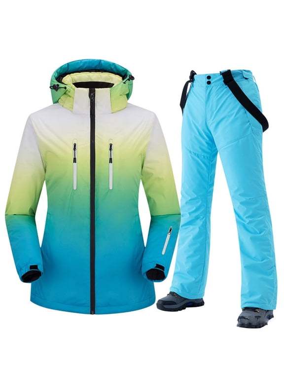 Wancir Women's Ski Jackets and Pants Set Snowboarding Snowsuit Snow Coat Hooded Waterproof Windproof