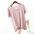 thumbnail image 1 of Wancir Women's Solid Color Sleep T-Shirt Lightweight Round Neck for Layering & Lounge, 1 of 8