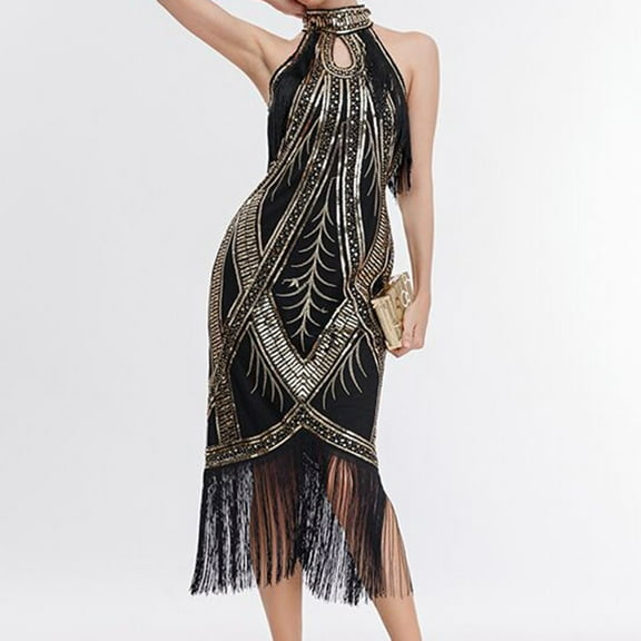 Wancir Women's Sparkly Sequin Mini Dress Shimmer Loose Short Shift Cocktail Party Dress with Fringe Hem