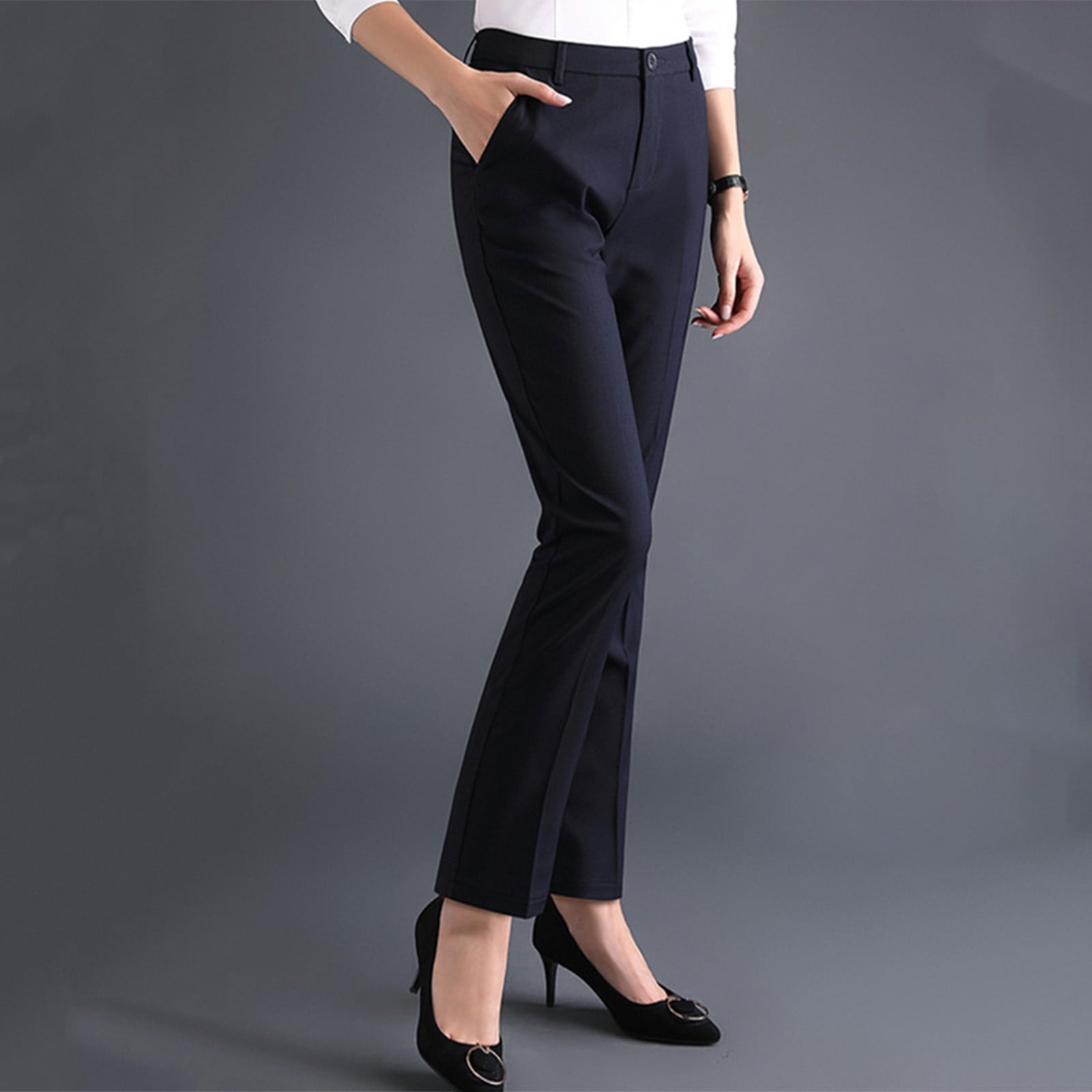 High-Waisted Straight-Leg Trousers
