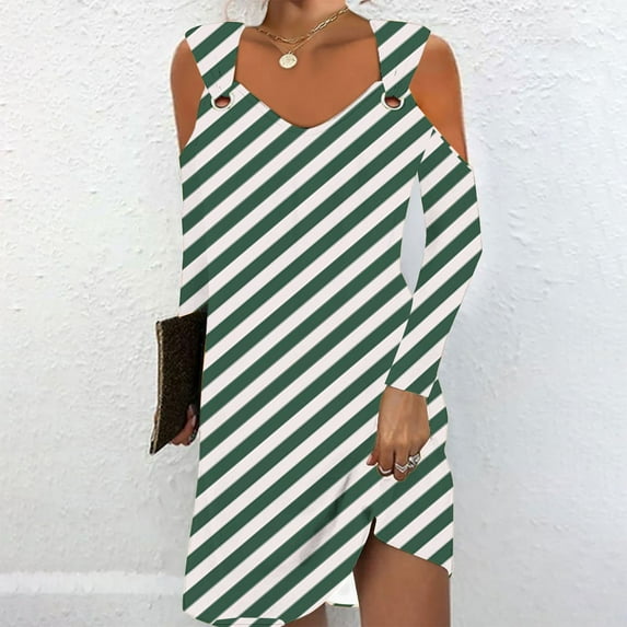 Wancir Women's Summer Maxi Dresses V Neck Cold Shoulder long Sleeve Casual Loose Long Split Dress