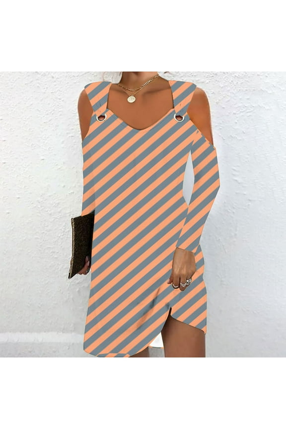 Wancir Women's Summer Maxi Dresses V Neck Cold Shoulder long Sleeve Casual Loose Long Split Dress