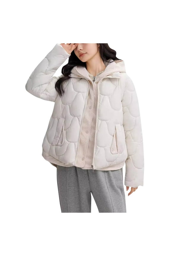 Wancir Women's Thicken Warm Hooded Short Cotton Jacket solid Color Casual Parkas Coats