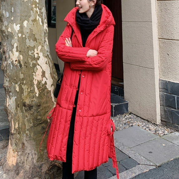 Wancir Women's Thickened Long Down Jacket Winter Down Coat Hooded Puffer Jacket