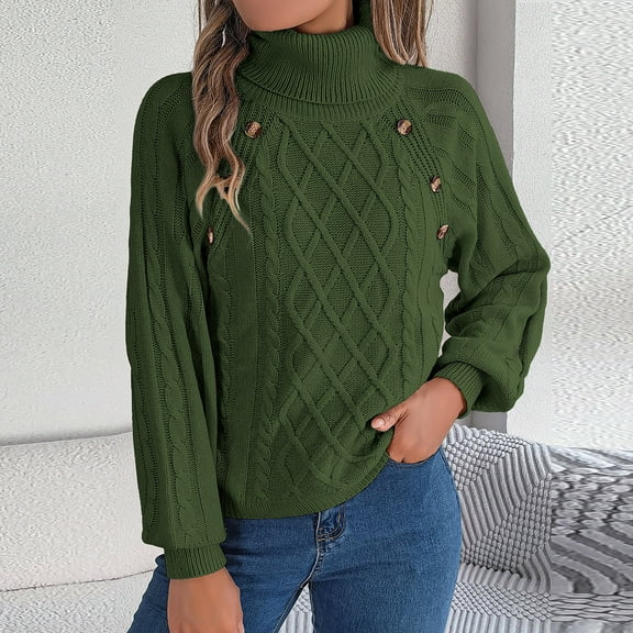 Wancir Women's Turtleneck Sweater Chunky Long Sleeve Knitted Pullover High Low Hem Trendy 2024 Fall Winter Basic Jumper Top