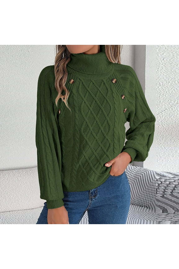 Wancir Women's Turtleneck Sweater Chunky Long Sleeve Knitted Pullover High Low Hem Trendy 2024 Fall Winter Basic Jumper Top