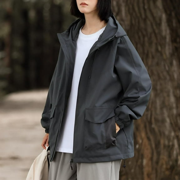 Wancir Women's Waterproof Raincoat Lightweight Rain Jacket Hooded Windbreaker with Pocket for Outdoor