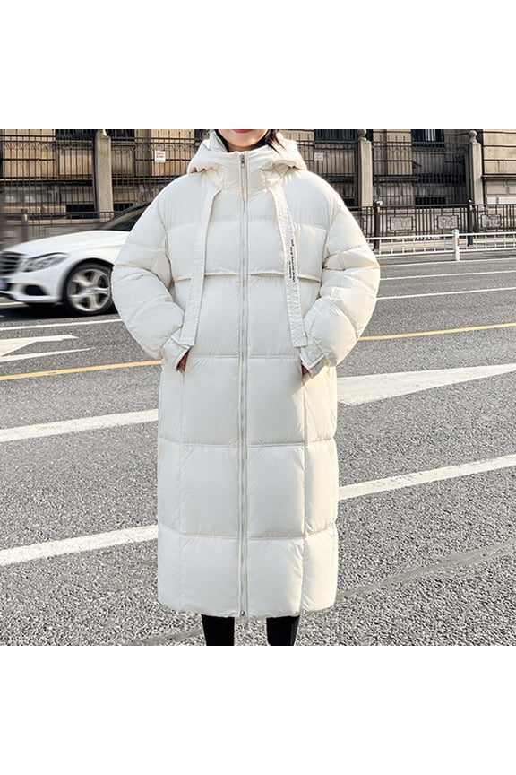 Wancir Women's Winter Down Jacket Thicken Hooded Puffer Long Jackets Warm Quilted Padded Coats