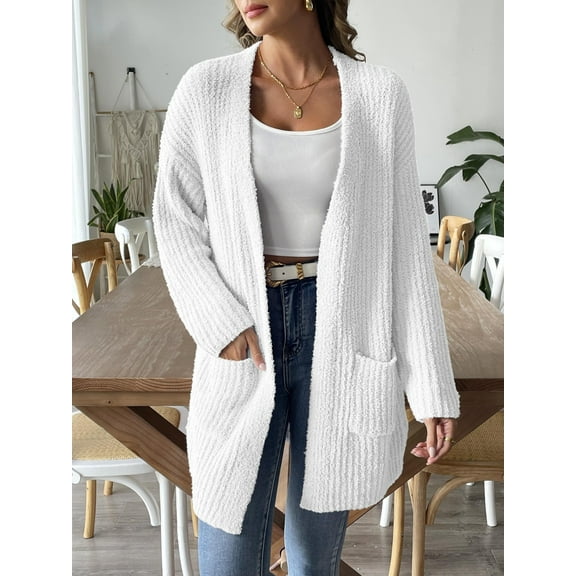 Wancir Women's Winter Loose Solid Sweater Long Sleeve Cardigan Top Coat