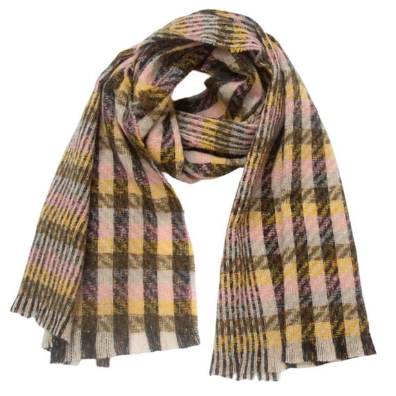 Wancir Women's Winter New Short Haired Short Beard Small Checkered Shawl Scarf