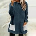 thumbnail image 1 of Wancir Women's Winter Warm Sherpa Lined Fleece Crewneck Sweatshirt Pullover Loungewear Tunic Tops With Pocket, 1 of 5