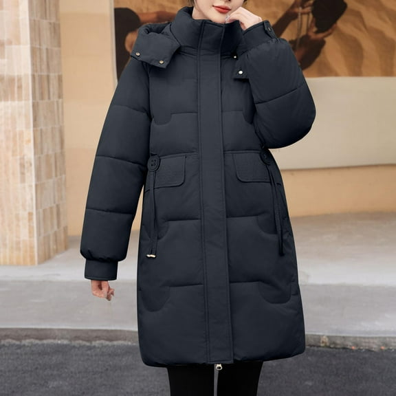 Wancir Women's Winter Warm Thicken Long Outwear Pockets Coat Parka Jacket
