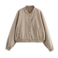 thumbnail image 1 of Wancir Women's Wool Blend Jackets Button Down Casual Varsity Jacket with Pockets 2024, 1 of 5