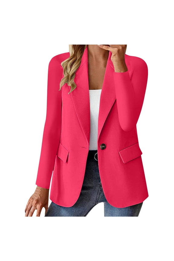 Womens Business Casual Blazer Spring Cardigan Lapel Button Down Solid Suit Jacket with Lined Office Work Clothes 2025