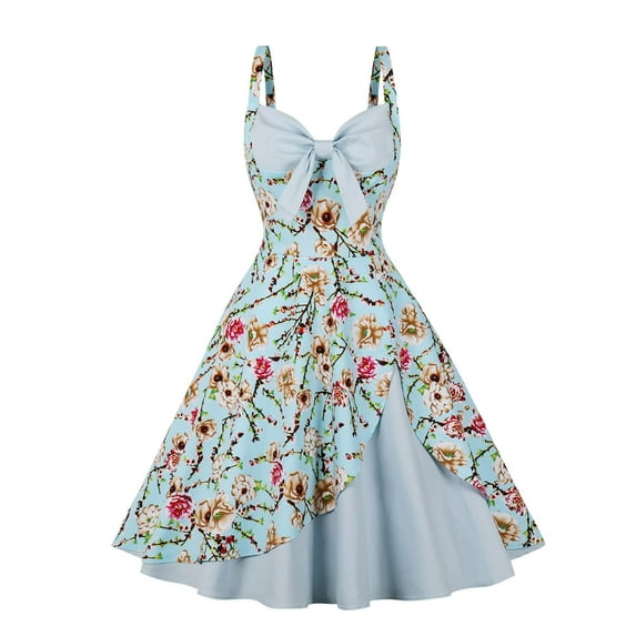 Wancir Womens 1950s Vintage Polka Dots Audrey Hepburn Dress Rockabilly Prom Cocktail Backless Bohemian Summer Tea Party Homecoming Wedding Swing Dress