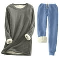 thumbnail image 1 of Wancir Womens 2pcs Loungwear Set Thicken Winter Warm Sherpa Fleece Lined Sweatshirt +Pants Soft Pjs Sleepwear, 1 of 2