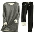 thumbnail image 1 of Wancir Womens 2pcs Loungwear Set Thicken Winter Warm Sherpa Fleece Lined Sweatshirt +Pants Soft Pjs Sleepwear, 1 of 2