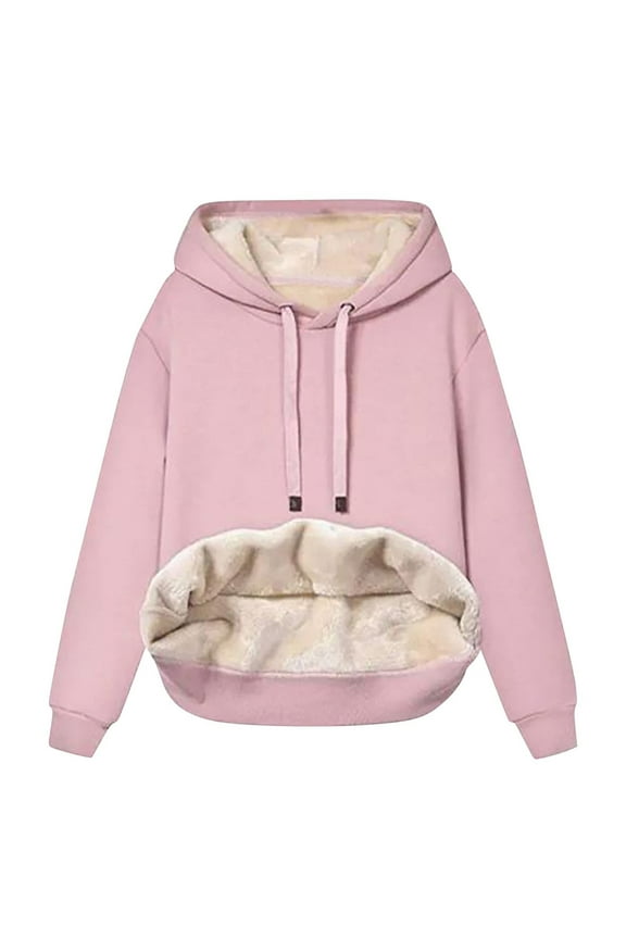 Wancir Womens Casual Winter Warm Fleece Sherpa Lined Pullover Hooded Sweatshirt