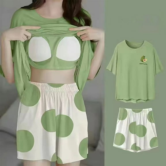 Wancir Womens Cotton Pajama Sets Short Sleeve Top With Capri Pants 2 piece sets for Women Summer Pajamas Lounge Set