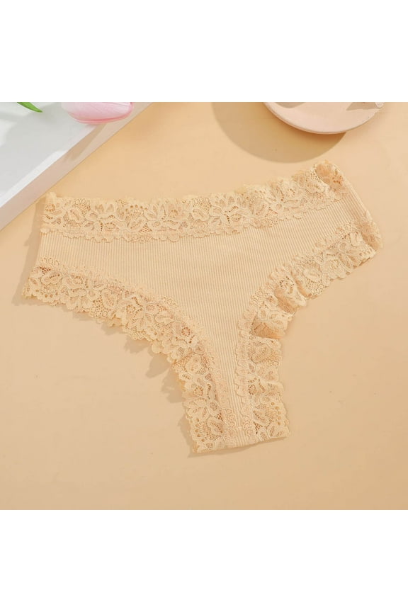 Wancir Womens Cotton Underwear Sexy Lace Hipster Panties Soft Breathable Cotton Brazilian Bikini Ladies 1 Pack