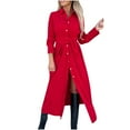 thumbnail image 1 of Wancir Womens Dresses Shirt Dress Turndown Collar Single Breasted Belt Long Sleeve Slit Maxi Dress, 1 of 5