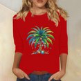 thumbnail image 1 of Wancir Womens Fall Tops,Women's Casual 3/4 Length Sleeve Tops Round Neck Shirt Basic Ladies Clothing, 1 of 4