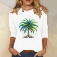 thumbnail image 1 of Wancir Womens Fall Tops,Women's Casual 3/4 Length Sleeve Tops Round Neck Shirt Basic Ladies Clothing, 1 of 4