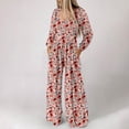thumbnail image 1 of Wancir Womens Fashion Loose Long Sleeve Print Pockets Wide Leg Jumpsuit, 1 of 8