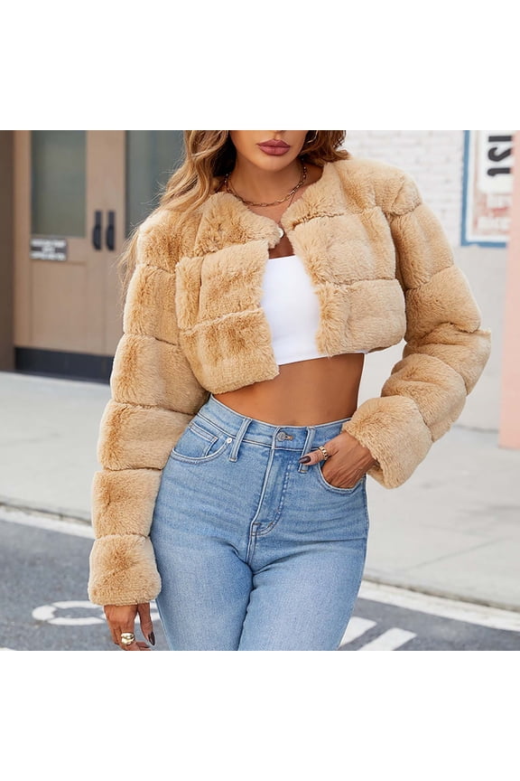 Wancir Womens Fuax Fur Coat Winter Warm Fluffy Faux Fur Parka Jacket Thick Plus Size Outerwear Overcoat