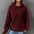 thumbnail image 1 of Wancir Womens Hoodies Casual Long Sleeve Drawstring Waffle Pullover Tops Loose Hooded Sweatshirt with Pocket, 1 of 8
