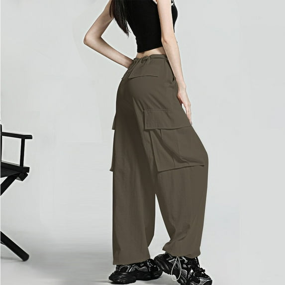 Wancir Womens Linen Pants Wide Leg High Waisted Drawstring Casual Flowy Pants with Pockets