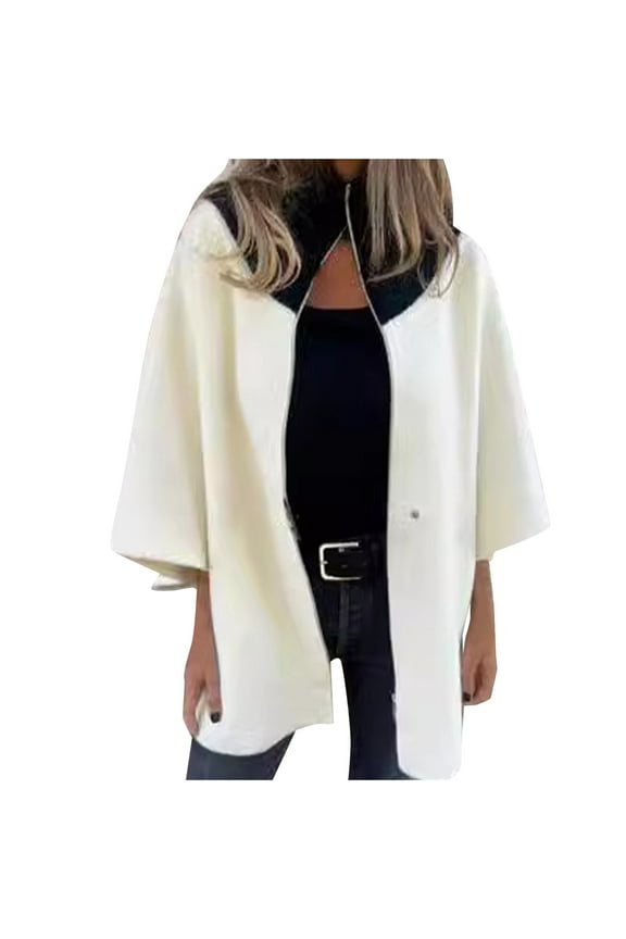 Wancir Womens Long Coat Classic Zip Up Casual Winter Wool Blend Over Pea Coats Long Jackets