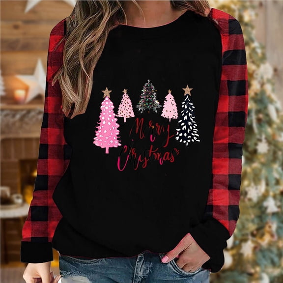 Wancir Womens Long Sleeve Buffalo Plaid Shirt Loose Fitting Patchwork Check Tops