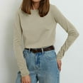 thumbnail image 1 of Wancir Womens Long Sleeve Stretch Crewneck Ribbed T-Shirt Fitted Casual Basic Tops, 1 of 5