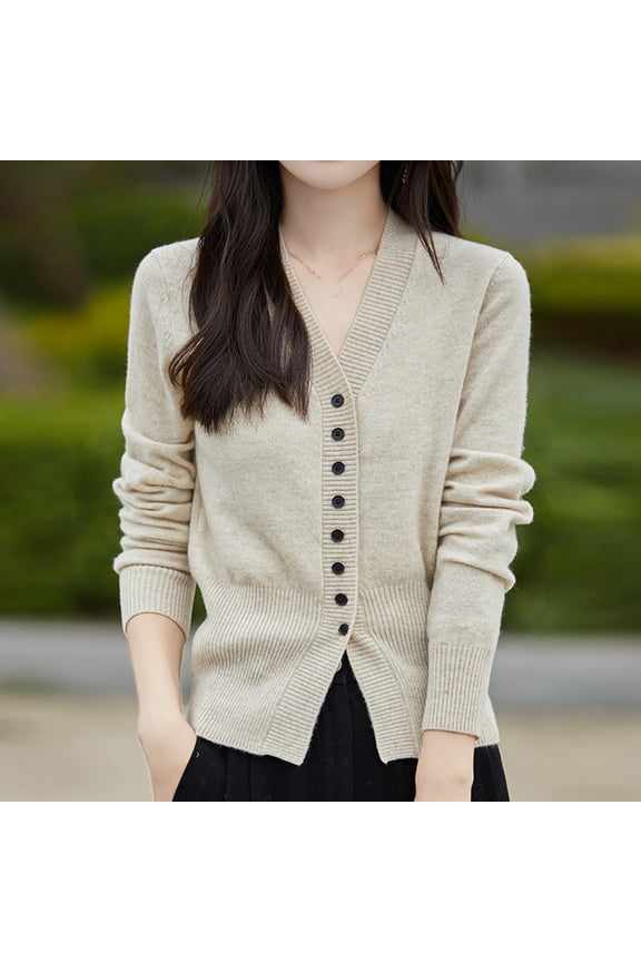 Wancir Womens Long Sleeve V-Neck Button Down Cardigan Sweaters Knit Open Front Lightweight 2024 Ladies Fall Outwear