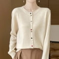 thumbnail image 1 of Wancir Womens Long Sleeve V-Neck Button Down Cardigan Sweaters Knit Open Front Lightweight 2024 Ladies Fall Outwear, 1 of 4