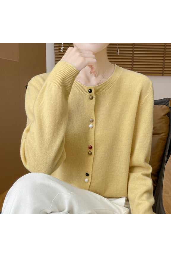 Wancir Womens Long Sleeve V-Neck Button Down Cardigan Sweaters Knit Open Front Lightweight 2024 Ladies Fall Outwear
